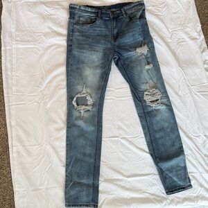 Y&R Blue Skinny Jeans With Camo Patches